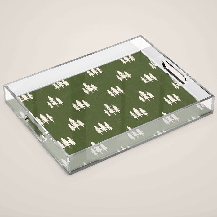 Forest Green Pines Trees Wanderlust Pattern Acrylic Tray Gallery Image 1