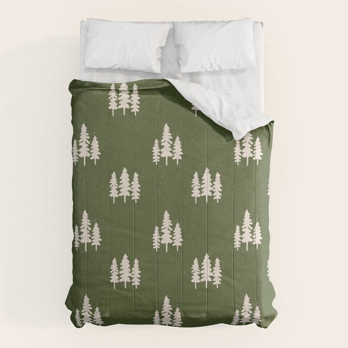 Forest Green Pines Trees Wanderlust Pattern Comforter Gallery Image 6