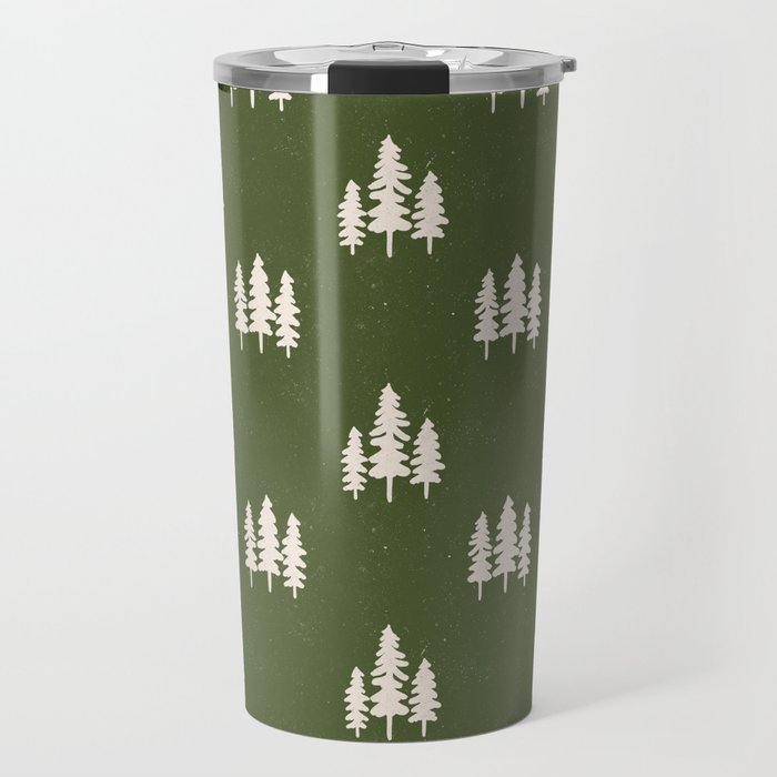 Forest Green Pines Trees Wanderlust Pattern Travel Mug Gallery Image 1