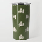 Forest Green Pines Trees Wanderlust Pattern Travel Mug Gallery Image 1