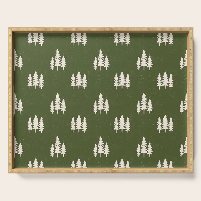 Forest Green Pines Trees Wanderlust Pattern Serving Tray Gallery Image 1
