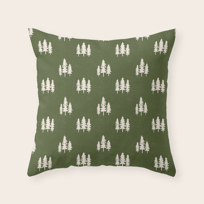 Forest Green Pines Trees Wanderlust Pattern Throw Pillow Gallery Image 6