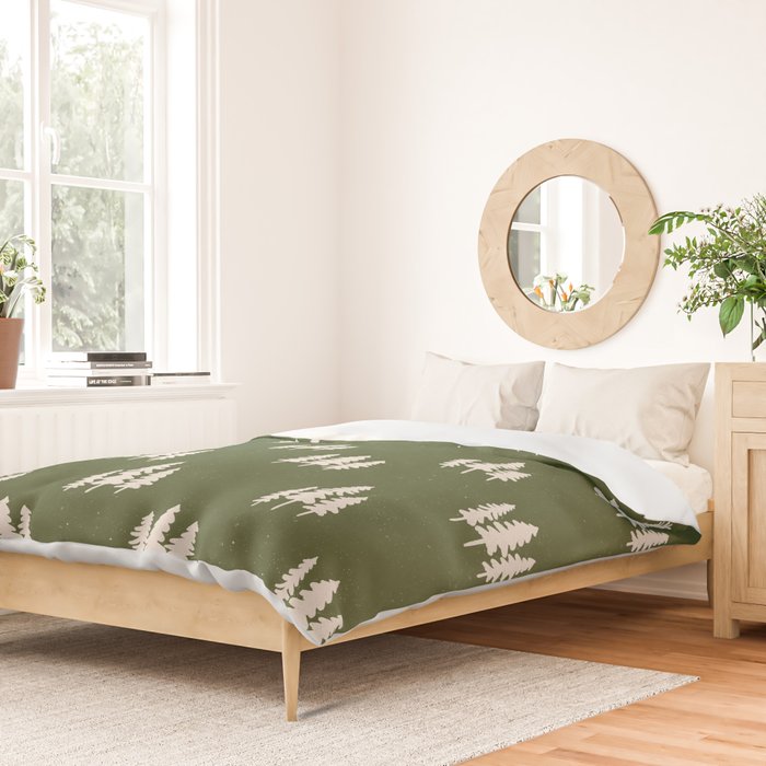 Forest Green Pines Trees Wanderlust Pattern Duvet Cover Gallery Image 2