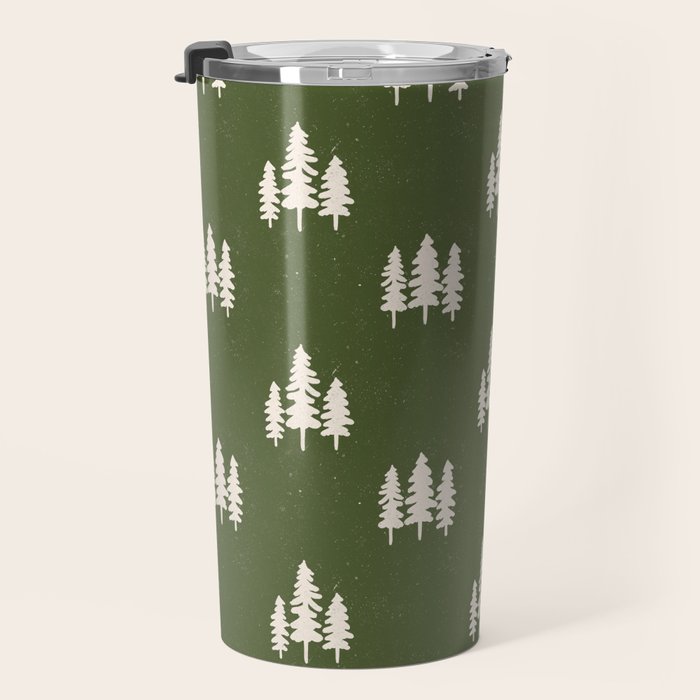 Forest Green Pines Trees Wanderlust Pattern Travel Mug Gallery Image 3