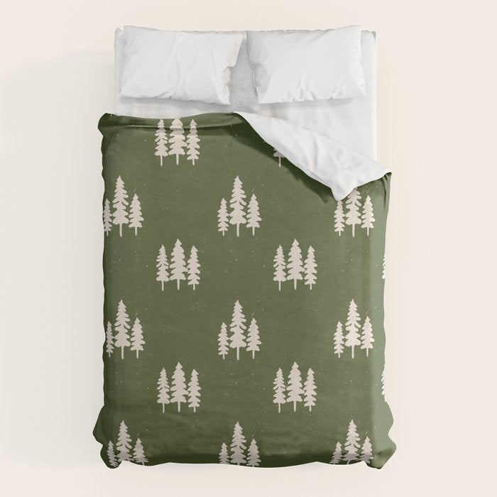 Forest Green Pines Trees Wanderlust Pattern Duvet Cover Gallery Image 6