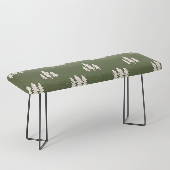 Forest Green Pines Trees Wanderlust Pattern Bench Gallery Image 1