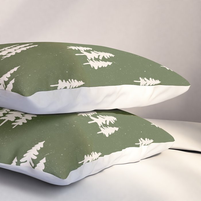 Forest Green Pines Trees Wanderlust Pattern Pillow Sham Gallery Image 3