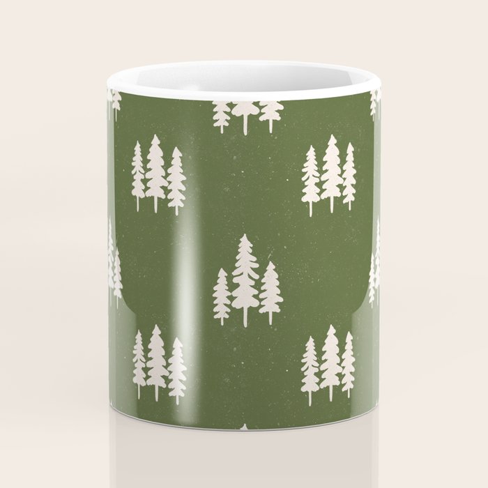 Forest Green Pines Trees Wanderlust Pattern Coffee Mug Gallery Image 4