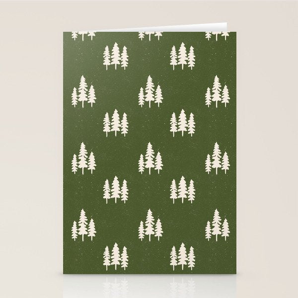 Forest Green Pines Trees Wanderlust Pattern Stationery Card Gallery Image 2