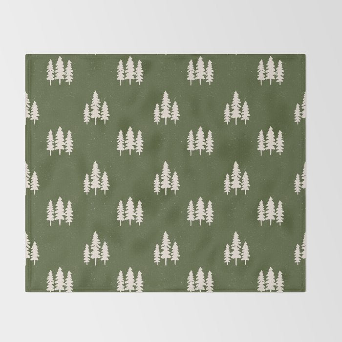 Forest Green Pines Trees Wanderlust Pattern Throw Blanket Gallery Image 2