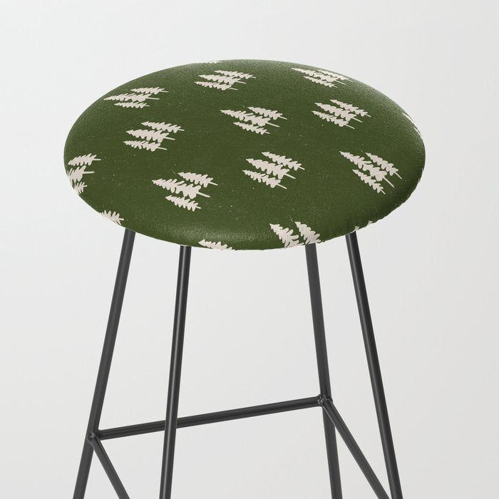 Forest Green Pines Trees Wanderlust Pattern Stool Gallery Image 2