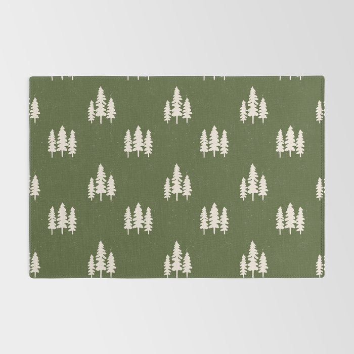 Forest Green Pines Trees Wanderlust Pattern Rug Gallery Image 2