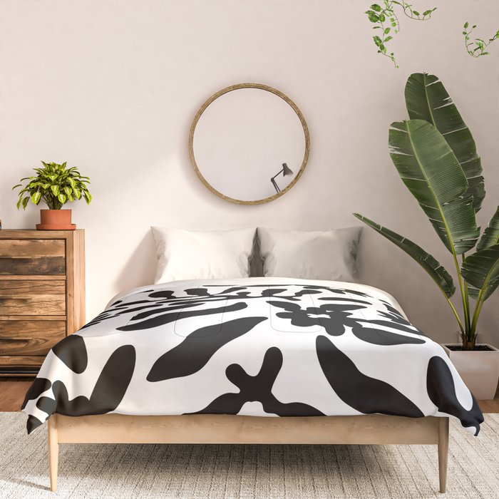Black and white flower nature pattern Comforter Gallery Image 3