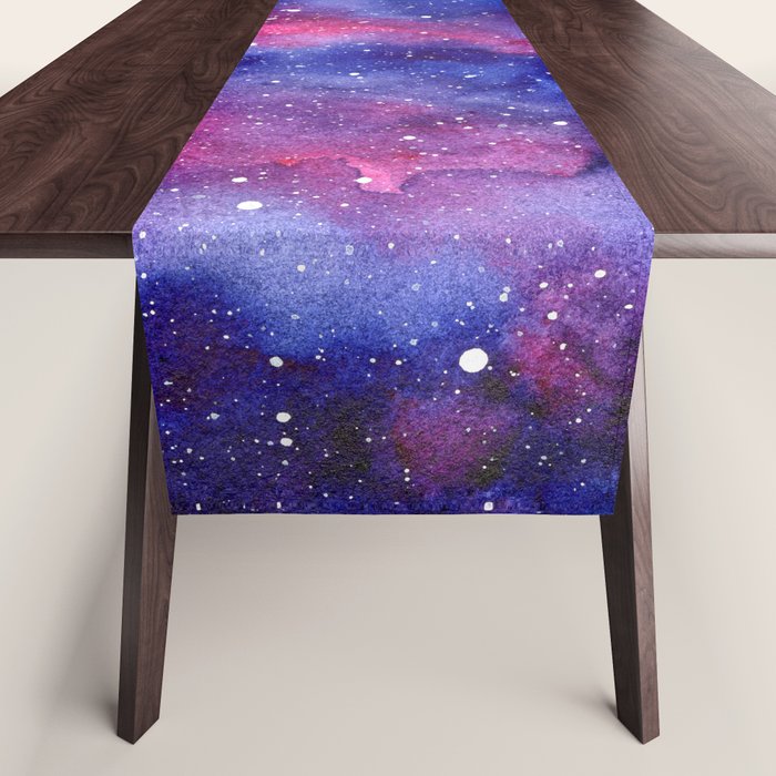 Nebula Galaxy Watercolor Space Sky Table Runner Gallery Image 1