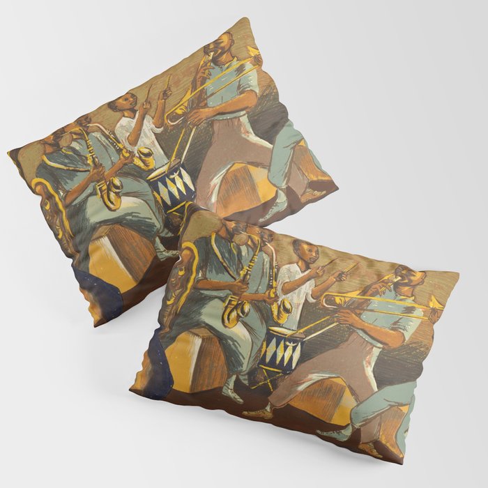 African American Masterpiece 'Harlem Musicians' WPA musical painting by Elizabeth Olds Pillow Sham Gallery Image 3