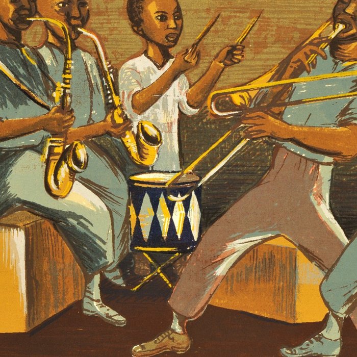 African American Masterpiece 'Harlem Musicians' WPA musical painting by Elizabeth Olds Coffee Mug Gallery Image 2