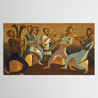 African American Masterpiece 'Harlem Musicians' WPA musical painting by Elizabeth Olds Tablecloth Gallery Image 2