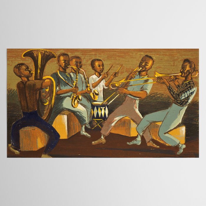 African American Masterpiece 'Harlem Musicians' WPA musical painting by Elizabeth Olds Tablecloth Gallery Image 2