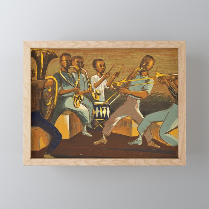African American Masterpiece 'Harlem Musicians' WPA musical painting by Elizabeth Olds Mini Art Print Gallery Image 1