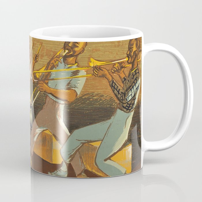 African American Masterpiece 'Harlem Musicians' WPA musical painting by Elizabeth Olds Coffee Mug Gallery Image 1