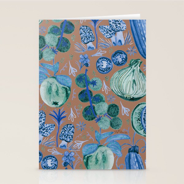 Garden Vegetables & Fresh Fruit in Blue Midnight Stationery Card Gallery Image 2