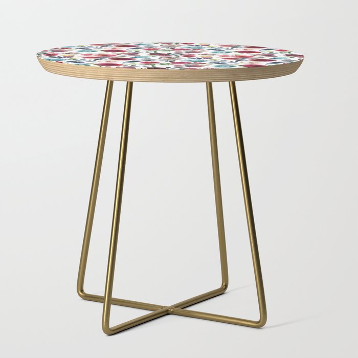 Burgundy pink teal blue watercolor boho floral Side Table Gallery Image 1
