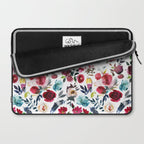 Burgundy pink teal blue watercolor boho floral Laptop Sleeve Gallery Image 2
