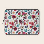 Burgundy pink teal blue watercolor boho floral Laptop Sleeve Gallery Image 1