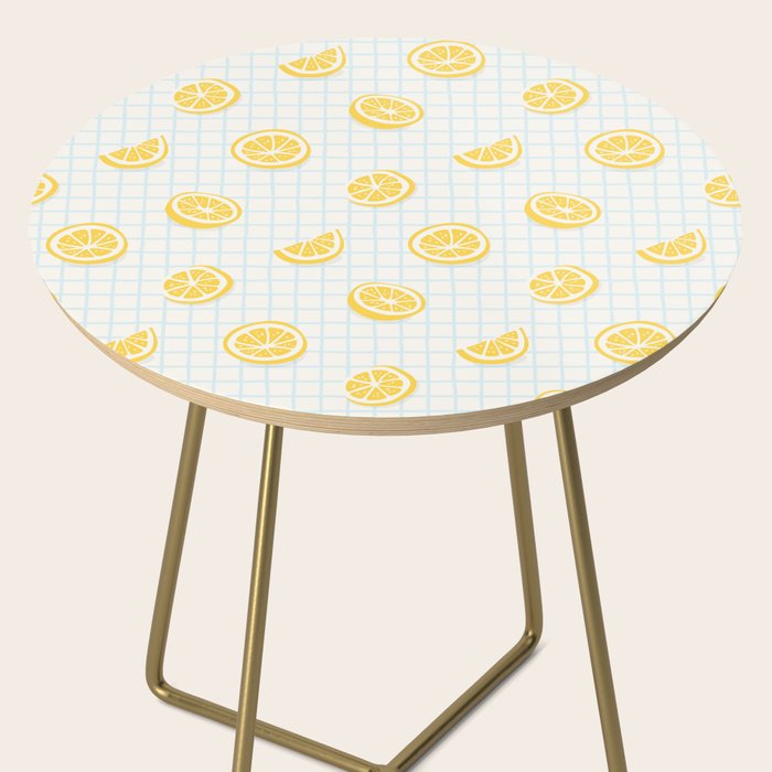 Retro lemon fruit slice cartoon pattern Side Table Gallery Image 2