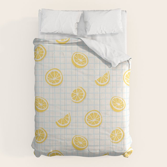 Retro lemon fruit slice cartoon pattern Comforter Gallery Image 6