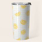 Retro lemon fruit slice cartoon pattern Travel Mug Gallery Image 2