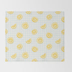 Retro lemon fruit slice cartoon pattern Throw Blanket Gallery Image 2