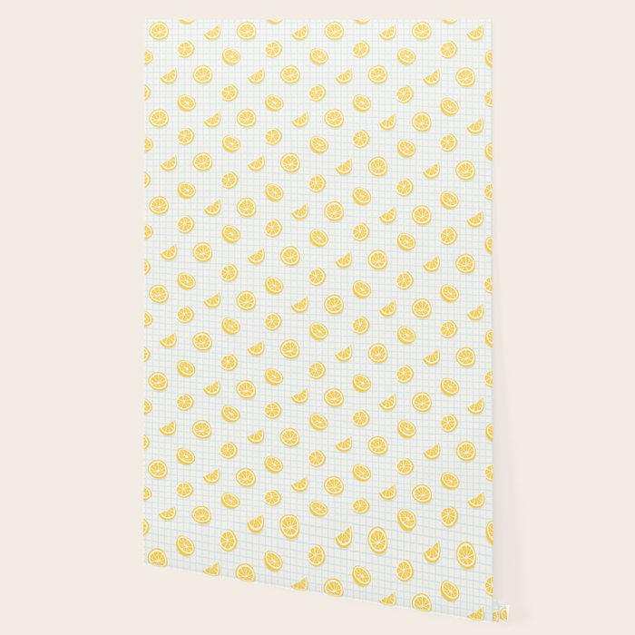 Retro lemon fruit slice cartoon pattern Wallpaper Gallery Image 2