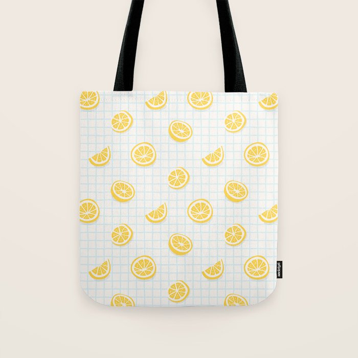 Retro lemon fruit slice cartoon pattern Tote Bag Gallery Image 1