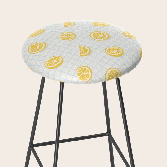 Retro lemon fruit slice cartoon pattern Stool Gallery Image 2