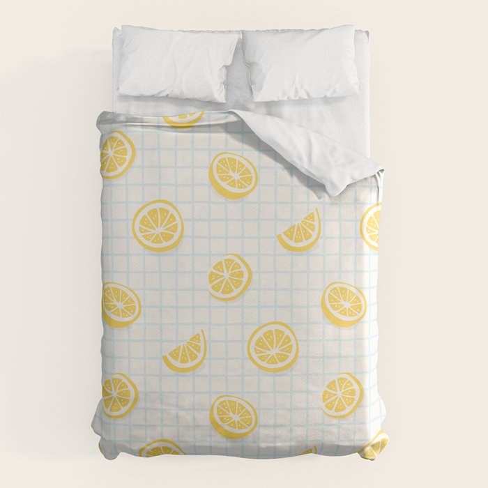 Retro lemon fruit slice cartoon pattern Duvet Cover Gallery Image 6