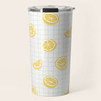 Retro lemon fruit slice cartoon pattern Travel Mug Gallery Image 1