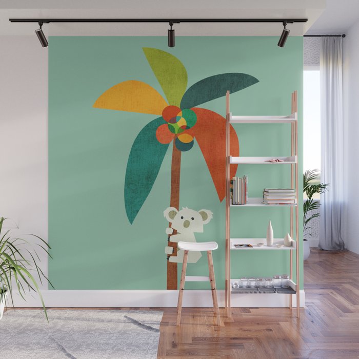 Koala on Coconut Tree Wall Mural Gallery Image 1