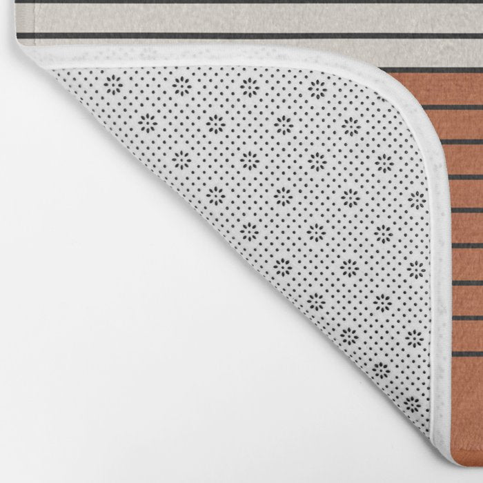 Terracotta Thin Black Lines Artwork Bath Mat Gallery Image 2