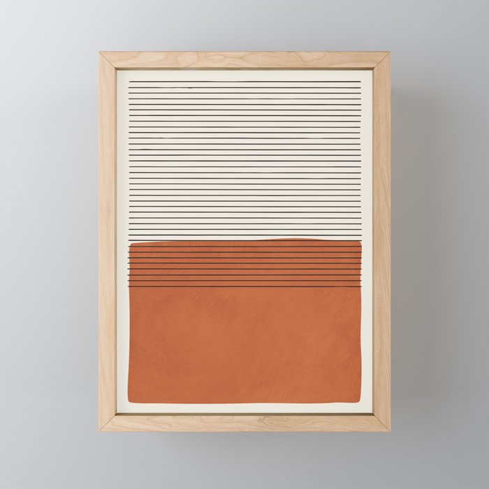 Terracotta Thin Black Lines Artwork Mini Art Print Gallery Image 1