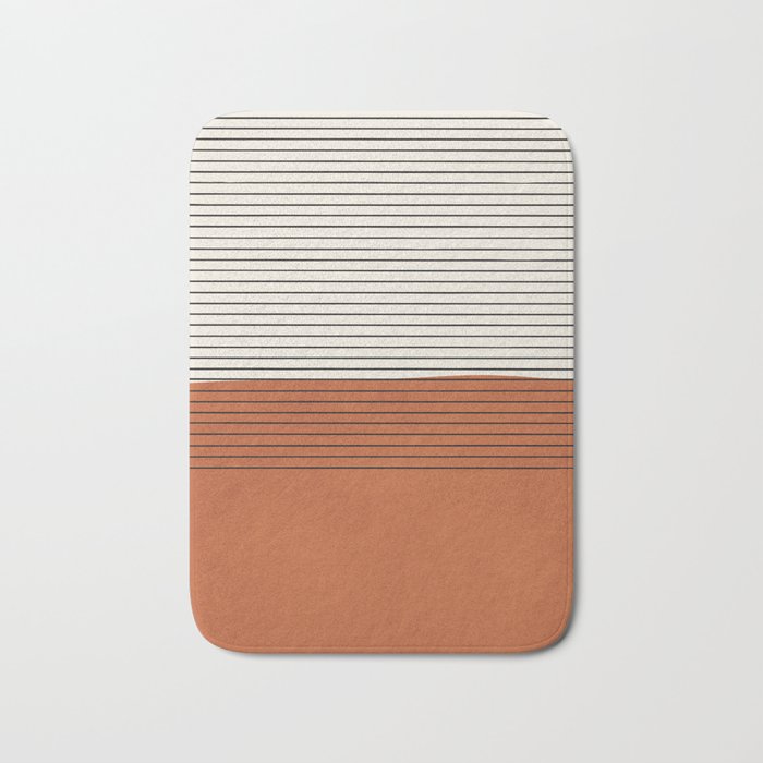 Terracotta Thin Black Lines Artwork Bath Mat Gallery Image 1