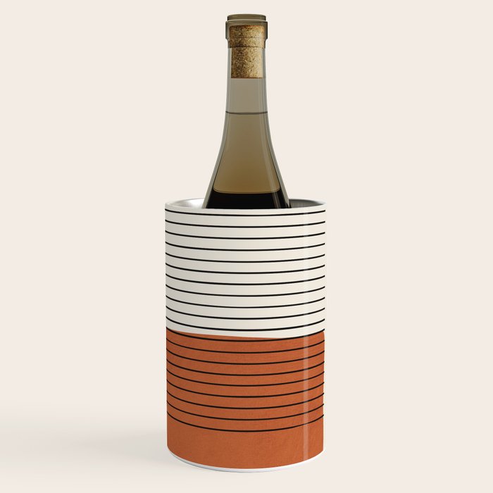 Terracotta Thin Black Lines Artwork Wine Chiller Gallery Image 3