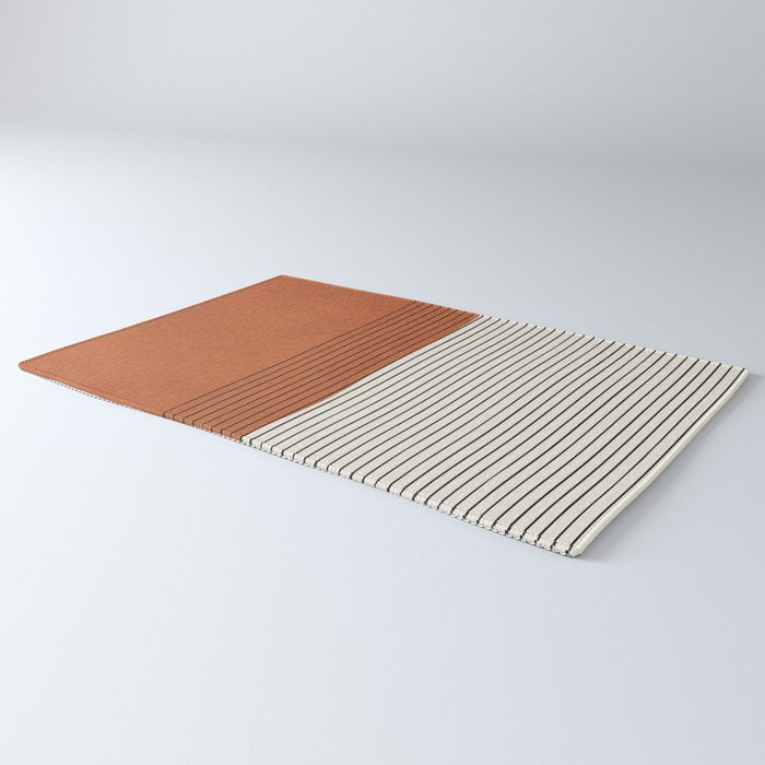 Terracotta Thin Black Lines Artwork Rug Gallery Image 3