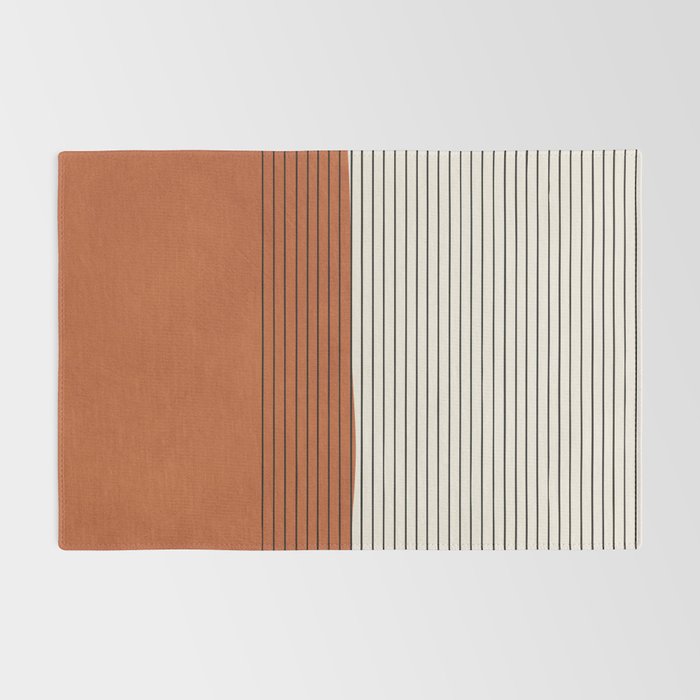 Terracotta Thin Black Lines Artwork Rug Gallery Image 2