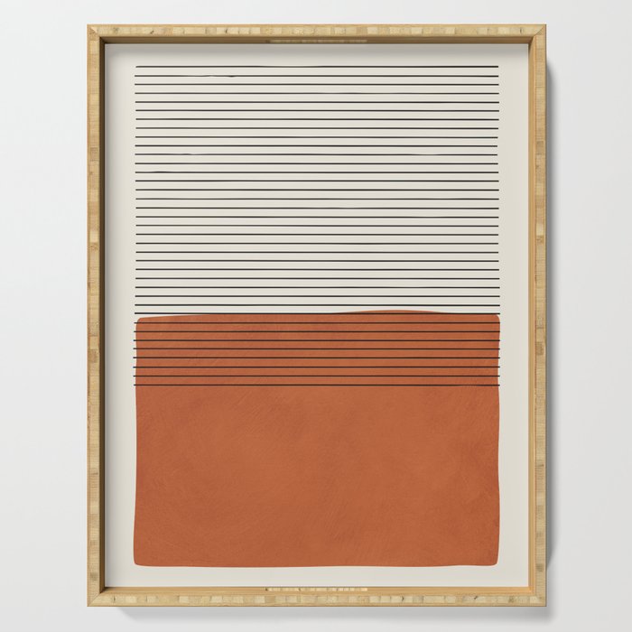 Terracotta Thin Black Lines Artwork Serving Tray Gallery Image 1