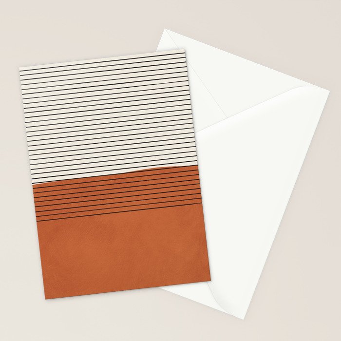 Terracotta Thin Black Lines Artwork Stationery Card Gallery Image 2