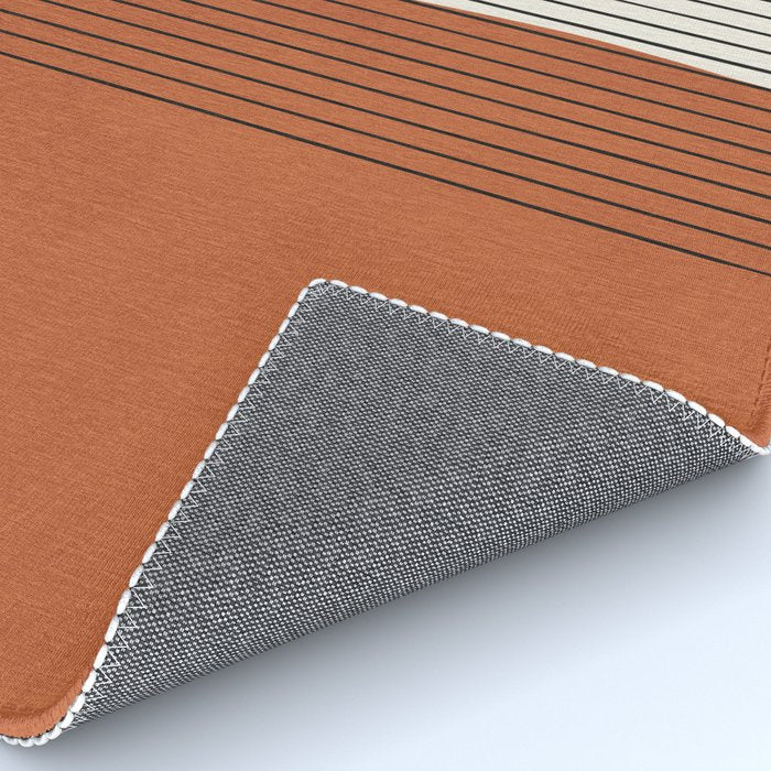Terracotta Thin Black Lines Artwork Rug Gallery Image 4