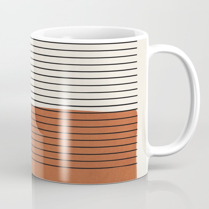 Terracotta Thin Black Lines Artwork Coffee Mug Gallery Image 1