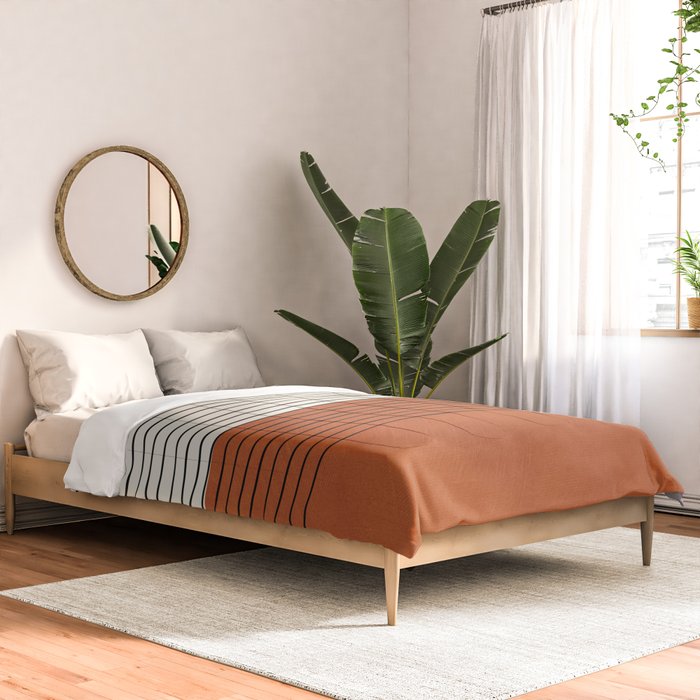 Terracotta Thin Black Lines Artwork Comforter Gallery Image 2