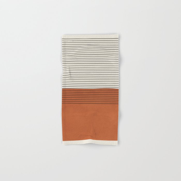 Terracotta Thin Black Lines Artwork Bath Towel Gallery Image 1